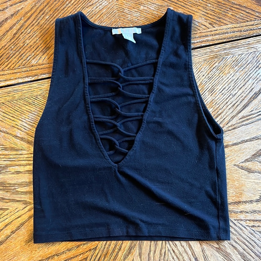 Black festival crop top from Forever 21